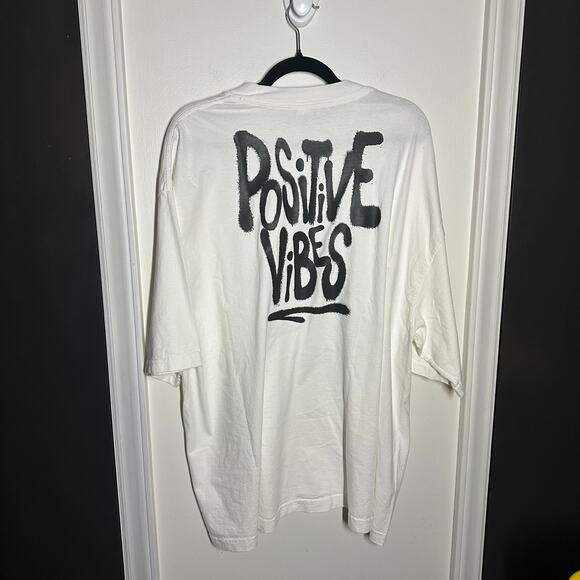 Positive Vibes White Graphic Tee Men's Size XL - Picture 6 of 7